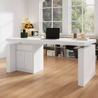 Bureau de bricolage blanc Famapy avec hauteur réglable et tiroirs de rangement