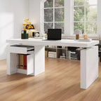 Bureau de bricolage blanc Famapy avec hauteur réglable et tiroirs de rangement