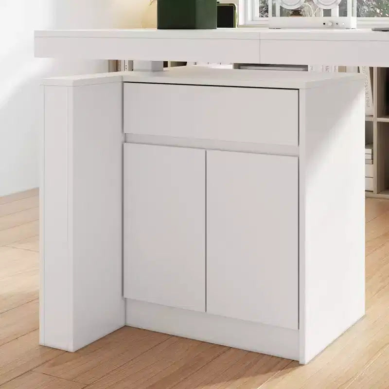 Bureau de bricolage blanc Famapy avec hauteur réglable et tiroirs de rangement