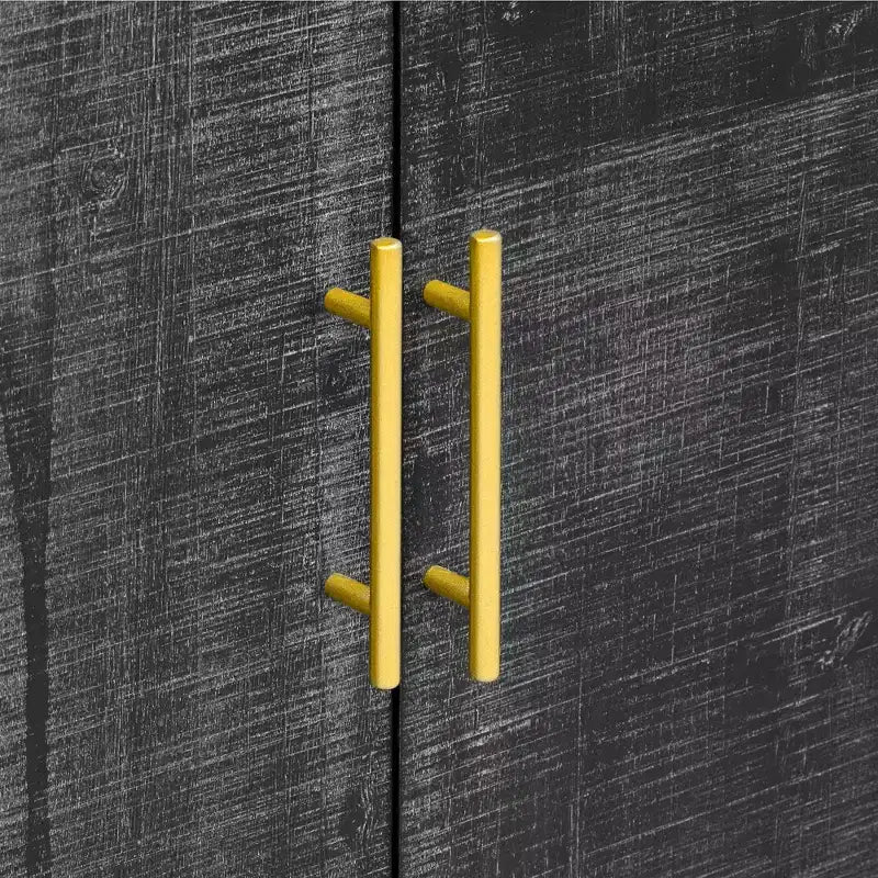 Buffet rétro 47,2 W, armoire de rangement minimaliste incurvée avec poignées dorées et séparateurs réglables 4B -ModernLuxe