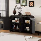 Buffet rétro 47,2 W, armoire de rangement minimaliste incurvée avec poignées dorées et séparateurs réglables 4B -ModernLuxe