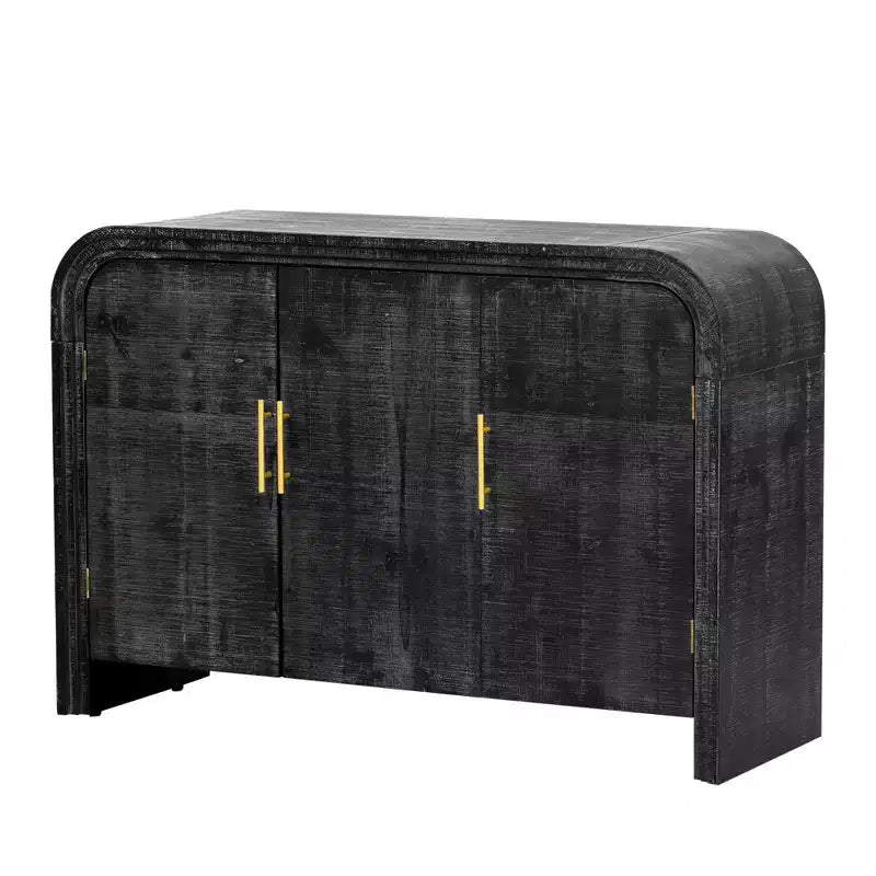 Buffet rétro 47,2 W, armoire de rangement minimaliste incurvée avec poignées dorées et séparateurs réglables 4B -ModernLuxe
