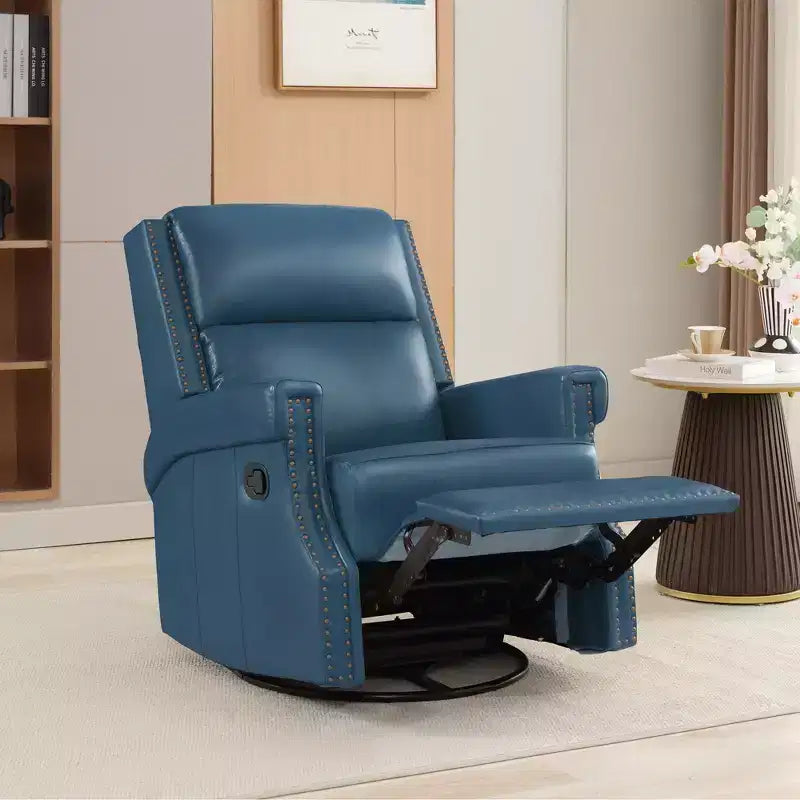 Hyleory Fauteuil à bascule inclinable pivotant 33.03'', en cuir, avec repose-pieds, pour salon, chambre à coucher, dossier haut ergonomique