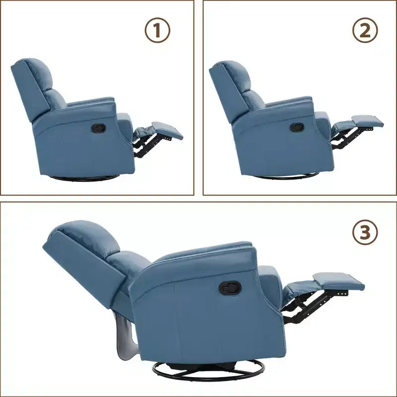 Hyleory Fauteuil à bascule inclinable pivotant 33.03'', en cuir, avec repose-pieds, pour salon, chambre à coucher, dossier haut ergonomique