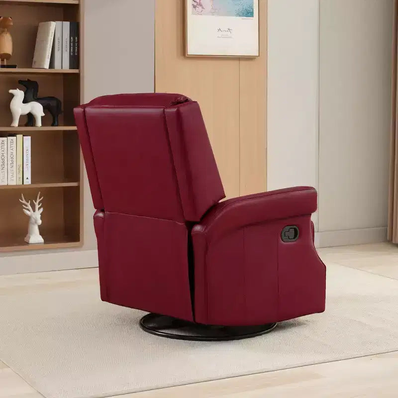 Hyleory Fauteuil à bascule inclinable pivotant 33.03'', en cuir, avec repose-pieds, pour salon, chambre à coucher, dossier haut ergonomique