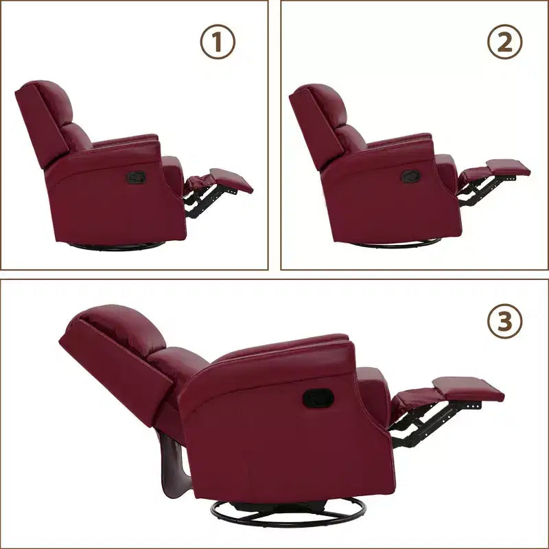 Hyleory Fauteuil à bascule inclinable pivotant 33.03'', en cuir, avec repose-pieds, pour salon, chambre à coucher, dossier haut ergonomique