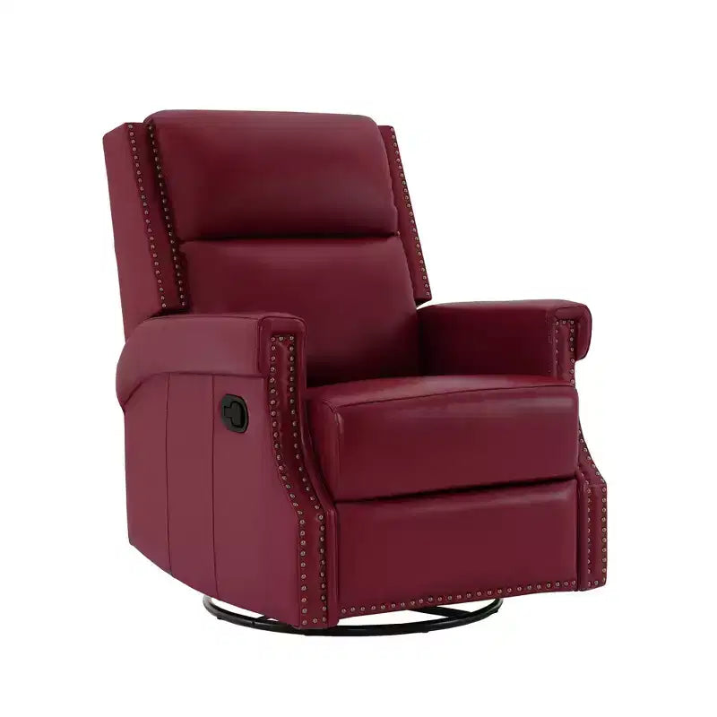 Hyleory Fauteuil à bascule inclinable pivotant 33.03'', en cuir, avec repose-pieds, pour salon, chambre à coucher, dossier haut ergonomique