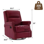 Hyleory Fauteuil à bascule inclinable pivotant 33.03'', en cuir, avec repose-pieds, pour salon, chambre à coucher, dossier haut ergonomique