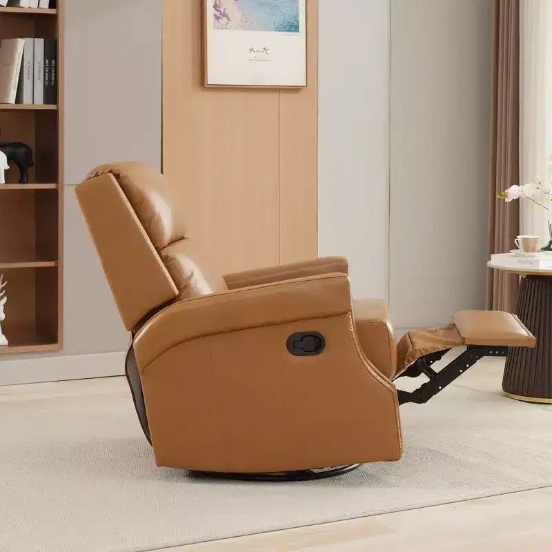 Hyleory Fauteuil à bascule inclinable pivotant 33.03'', en cuir, avec repose-pieds, pour salon, chambre à coucher, dossier haut ergonomique