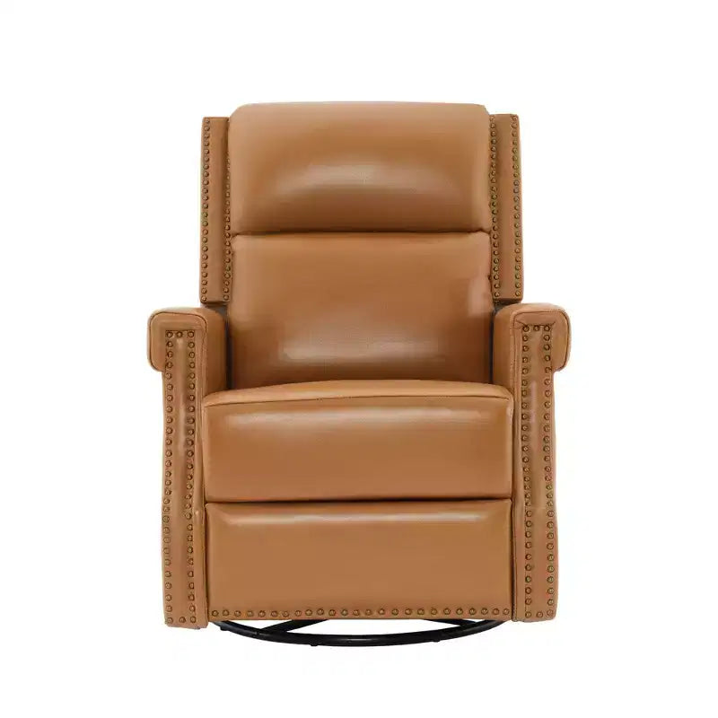 Hyleory Fauteuil à bascule inclinable pivotant 33.03'', en cuir, avec repose-pieds, pour salon, chambre à coucher, dossier haut ergonomique