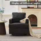 Hyleory Fauteuil pivotant, fauteuil d'appoint moderne en cuir de 81 cm de large, fauteuil club rembourré confortable pivotant à 360 degrés pour chambre d'enfant et salon