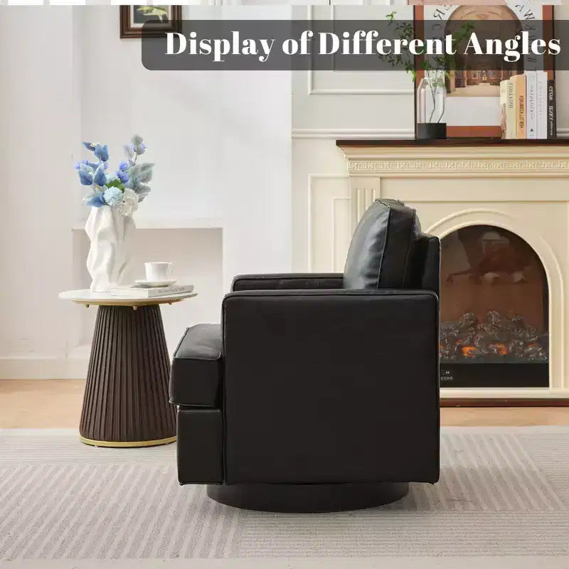 Hyleory Fauteuil pivotant, fauteuil d'appoint moderne en cuir de 81 cm de large, fauteuil club rembourré confortable pivotant à 360 degrés pour chambre d'enfant et salon