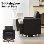 Hyleory Fauteuil pivotant, fauteuil d'appoint moderne en cuir de 81 cm de large, fauteuil club rembourré confortable pivotant à 360 degrés pour chambre d'enfant et salon