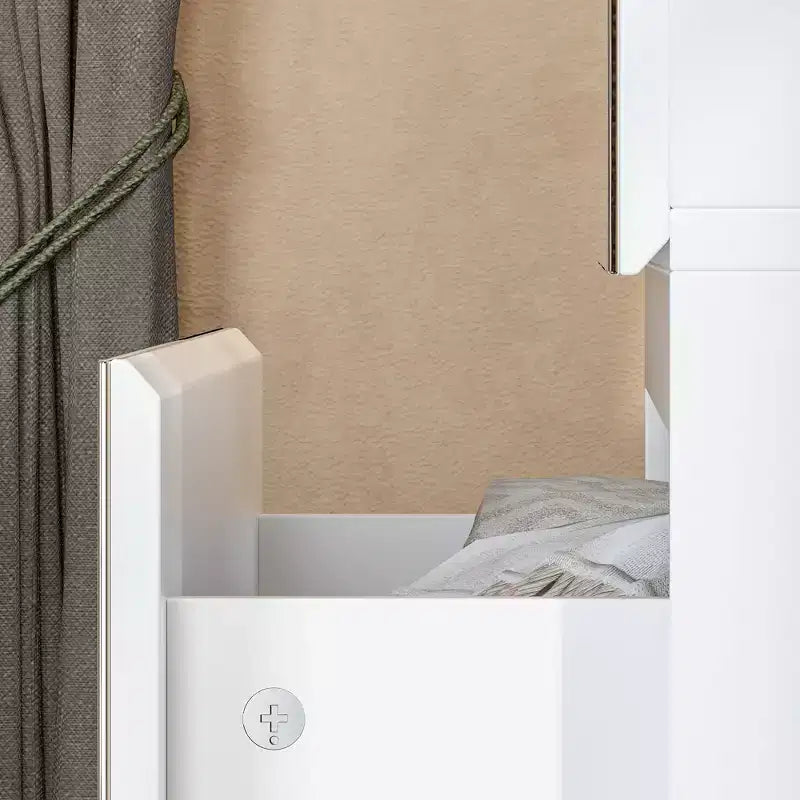 Armoire blanche Famapy avec tringle à vêtements et portes miroir