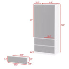 Armoire blanche Famapy avec tringle à vêtements et portes miroir