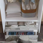 Armoire blanche Famapy avec tringle à vêtements et portes miroir