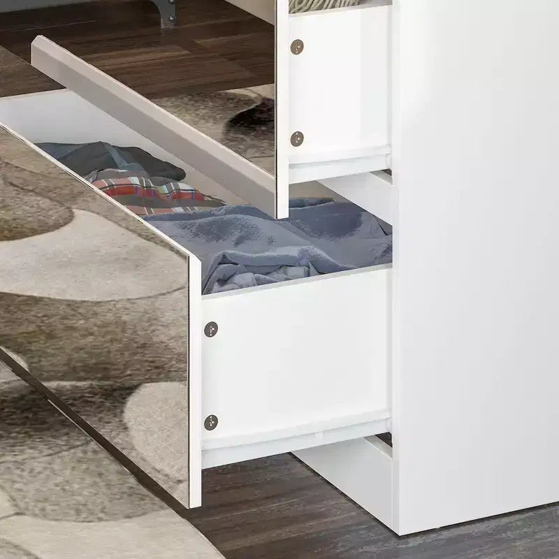 Armoire blanche Famapy avec tringle à vêtements et portes miroir