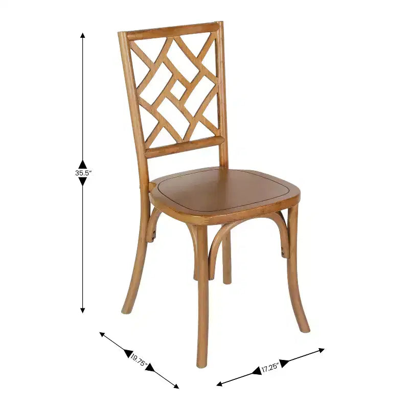 Chaise de salle à manger empilable en bois massif Emma and Oliver avec dossier décoratif