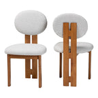 Lot de 2 chaises de salle à manger modernes en tissu bouclé et bois