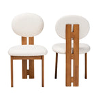 Lot de 2 chaises de salle à manger modernes en tissu bouclé et bois