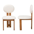 Lot de 2 chaises de salle à manger modernes en tissu bouclé et bois
