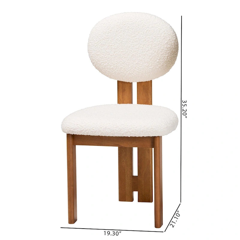 Lot de 2 chaises de salle à manger modernes en tissu bouclé et bois