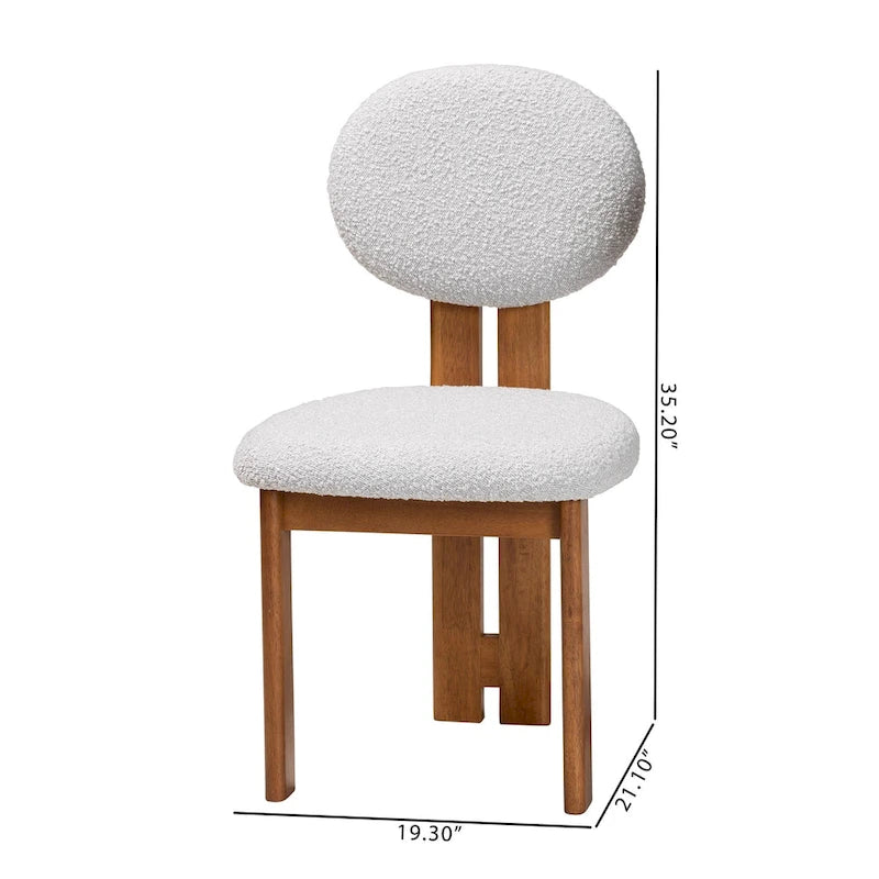 Lot de 2 chaises de salle à manger modernes en tissu bouclé et bois