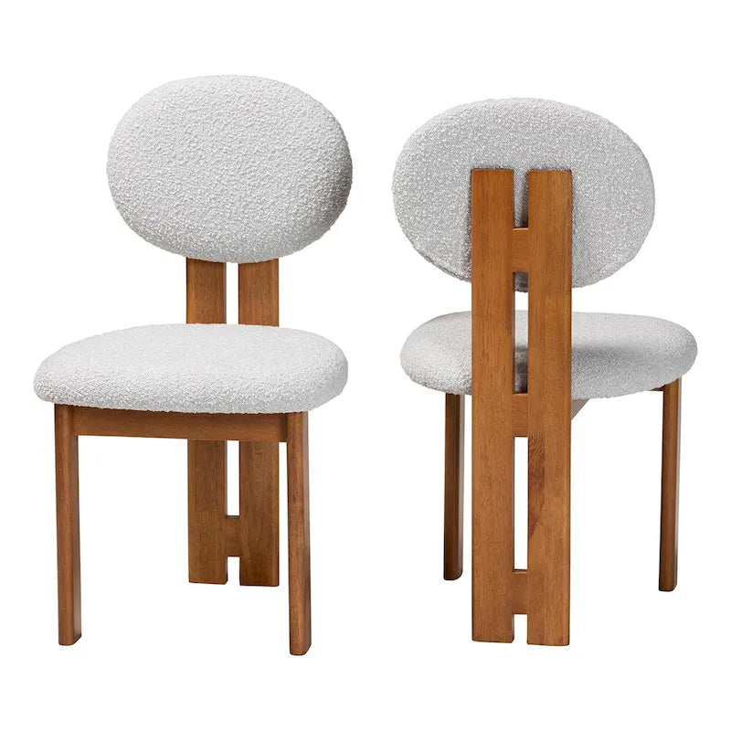 Lot de 2 chaises de salle à manger modernes en tissu bouclé et bois