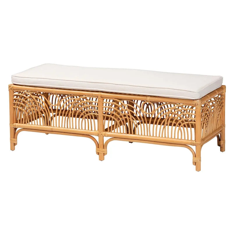 Banc en rotin marron naturel bohème moderne