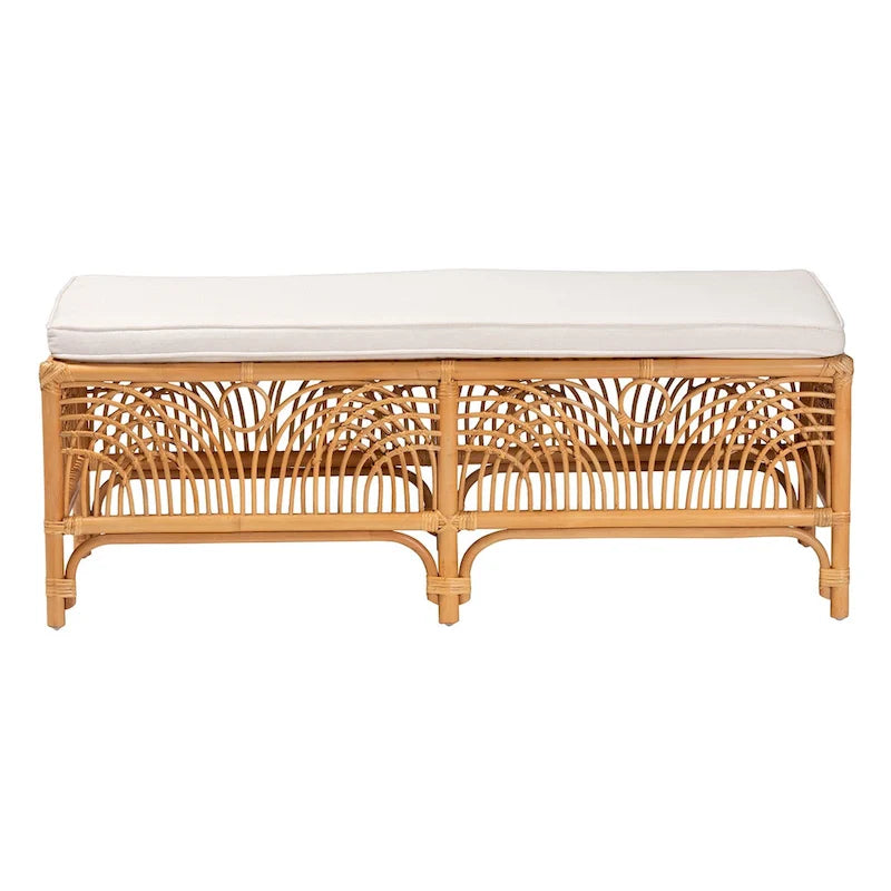 Banc en rotin marron naturel bohème moderne