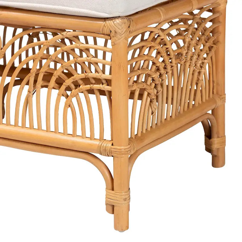Banc en rotin marron naturel bohème moderne