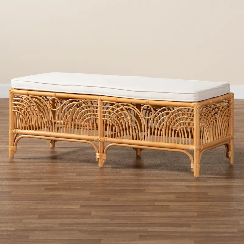 Banc en rotin marron naturel bohème moderne