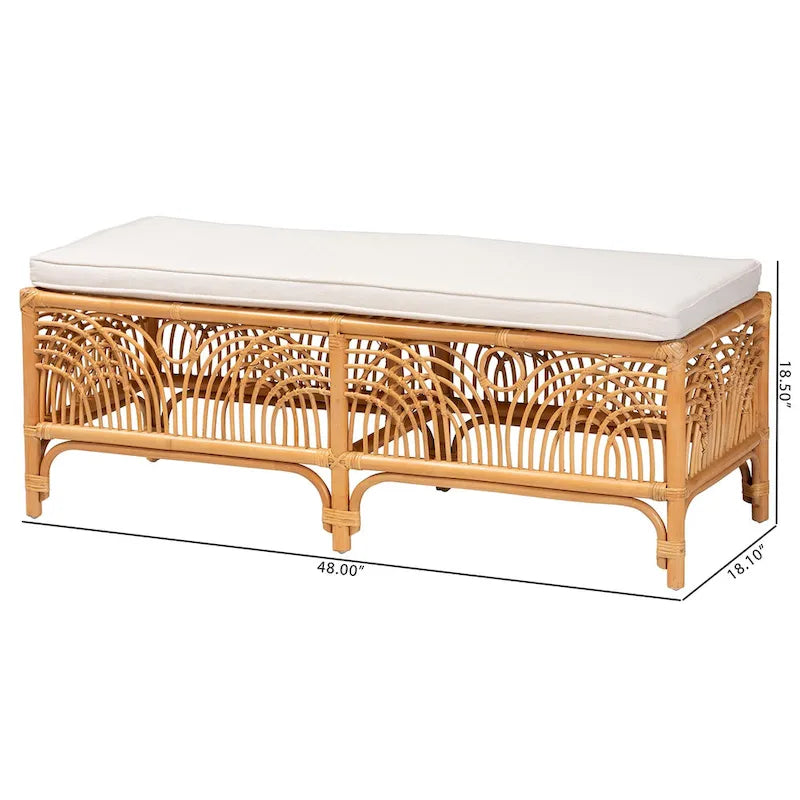 Banc en rotin marron naturel bohème moderne