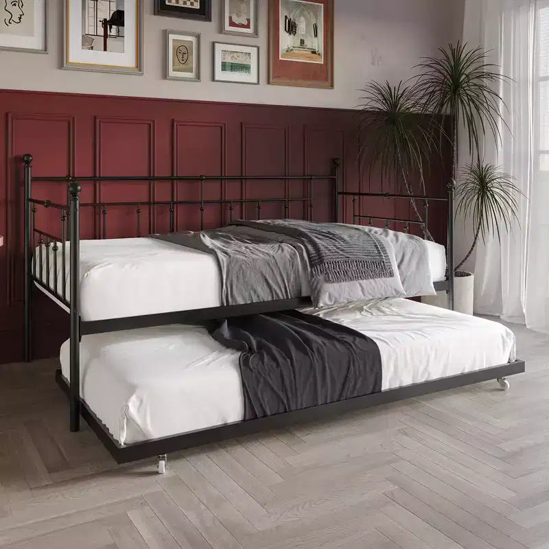 ChaletPosh Twin Size Metal Daybed With Trundle