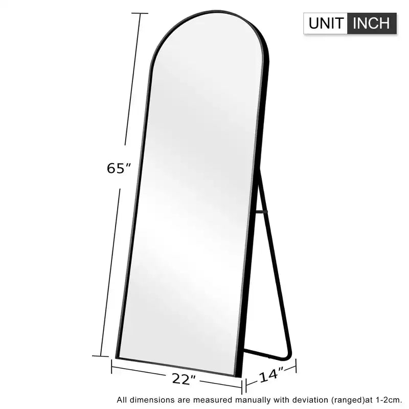 PexFix 64x21 Miroir arqué moderne avec cadre métallique noir