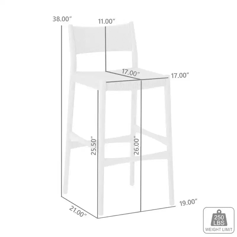 Tabouret de bar à hauteur de comptoir Armen Living Erie en corde de papier tressée et bois