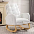 Fauteuil à bascule avec repose-pieds, chaise longue moderne à dossier haut avec pieds à bascule en bois, fauteuil à bascule de loisirs pour salon, chambre à coucher, bureau