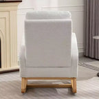 Fauteuil à bascule avec repose-pieds, chaise longue moderne à dossier haut avec pieds à bascule en bois, fauteuil à bascule de loisirs pour salon, chambre à coucher, bureau