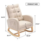 Fauteuil à bascule avec repose-pieds, chaise longue moderne à dossier haut avec pieds à bascule en bois, fauteuil à bascule de loisirs pour salon, chambre à coucher, bureau