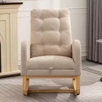 Fauteuil à bascule avec repose-pieds, chaise longue moderne à dossier haut avec pieds à bascule en bois, fauteuil à bascule de loisirs pour salon, chambre à coucher, bureau
