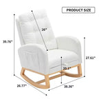 Fauteuil à bascule avec repose-pieds, chaise longue moderne à dossier haut avec pieds à bascule en bois, fauteuil à bascule de loisirs pour salon, chambre à coucher, bureau