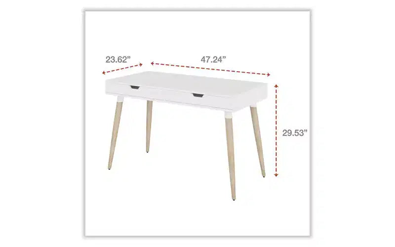 Bureau scandinave Workspace by Alera, 47,24 x 23,62 x 29,53, blanc/bois de hêtre