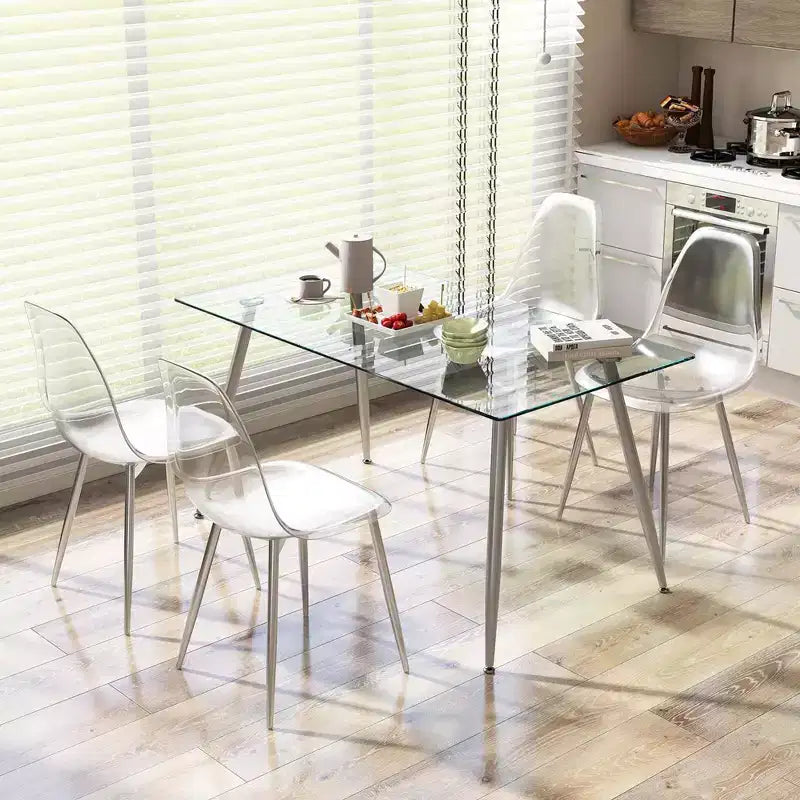 Lot de 4 chaises de salle à manger Costway avec pieds en métal électroplaqué robustes, dossier incurvé sans accoudoirs