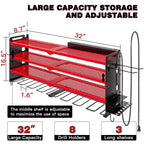 Étagères de rangement mural utilitaires Hausource à 4 niveaux pour outils électriques, support à 8 perceuses, rouge/noir/jaune