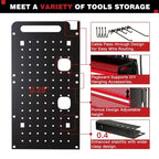 Étagères de rangement mural utilitaires Hausource à 4 niveaux pour outils électriques, support à 8 perceuses, rouge/noir/jaune