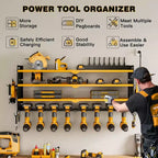 Étagères de rangement mural utilitaires Hausource à 4 niveaux pour outils électriques, support à 8 perceuses, rouge/noir/jaune