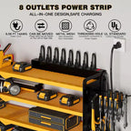 Étagères de rangement mural utilitaires Hausource à 4 niveaux pour outils électriques, support à 8 perceuses, rouge/noir/jaune