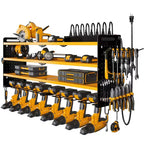 Étagères de rangement mural utilitaires Hausource à 4 niveaux pour outils électriques, support à 8 perceuses, rouge/noir/jaune