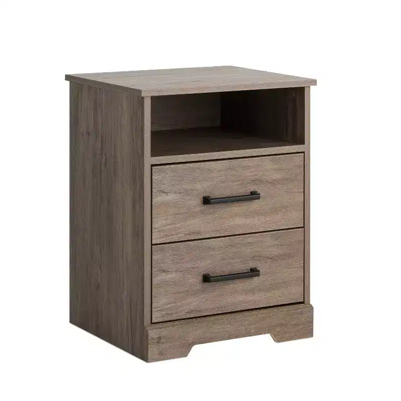 Table de chevet rustique Prepac Rustic Ridge avec 2 tiroirs et une étagère ouverte