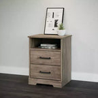 Table de chevet rustique Prepac Rustic Ridge avec 2 tiroirs et une étagère ouverte